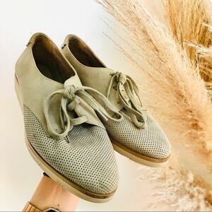 AEROSOLES Grey Leather Tie SideCar Sneakers Oxfords Flats Women's Shoes 7.5